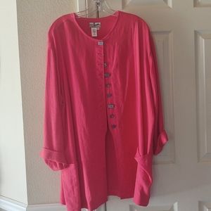 Coldwater Creek sz L dark coral tunic/jacket.